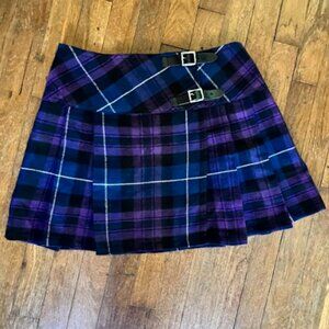 Scottish Purple & Blue Tartan Pleated Short Kilt Women 32